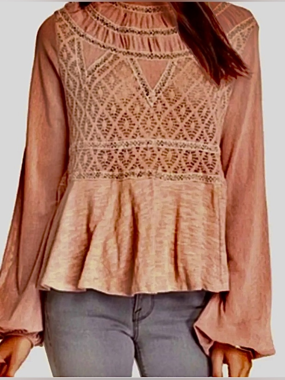 Free People English Rose Blouse Swing Blush Top